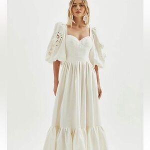 Eunice Balloon Sleeve Hollow Maxi Dress